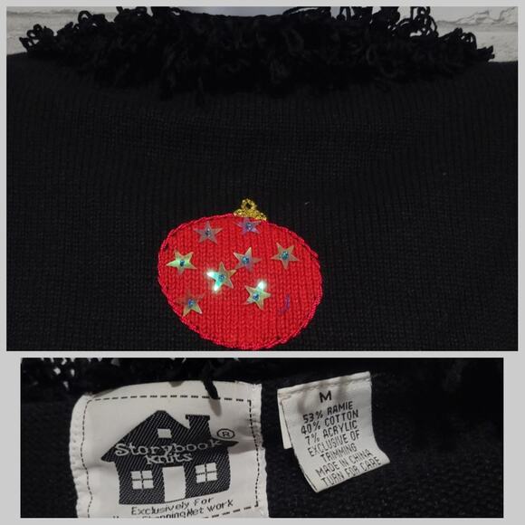 Storybook Knits for HSN Beaded Ornament Cardigan w/ Velvet Yarn Trim Christmas - Picture 4 of 4
